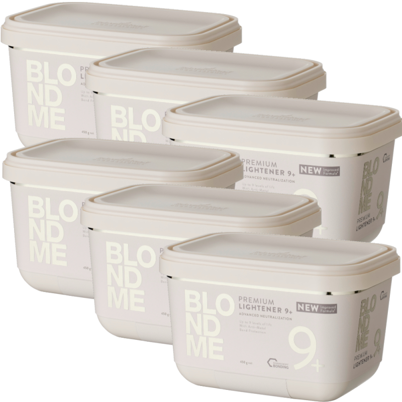 Lot de 6 BlondMe Poudre Prémium + Décolorante 9 tons New Formula