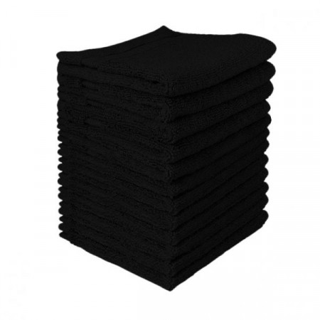 Serviettes éponge Très Grand Teint Noires  (la douzaine)