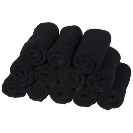 Serviettes éponge Très Grand Teint Noires  (la douzaine)