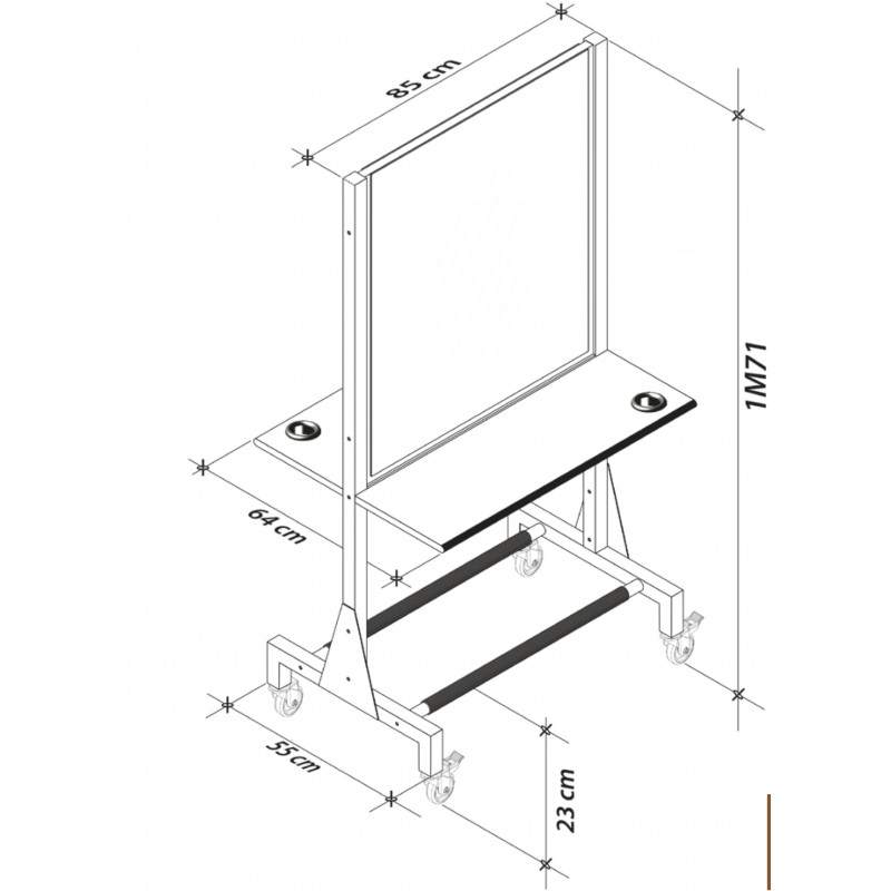 Coiffeuse Centrale Double Mouv Sur Roulettes
