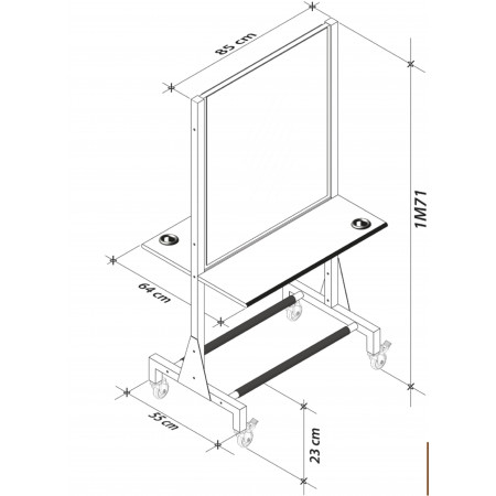 Coiffeuse Centrale Double Mouv Sur Roulettes